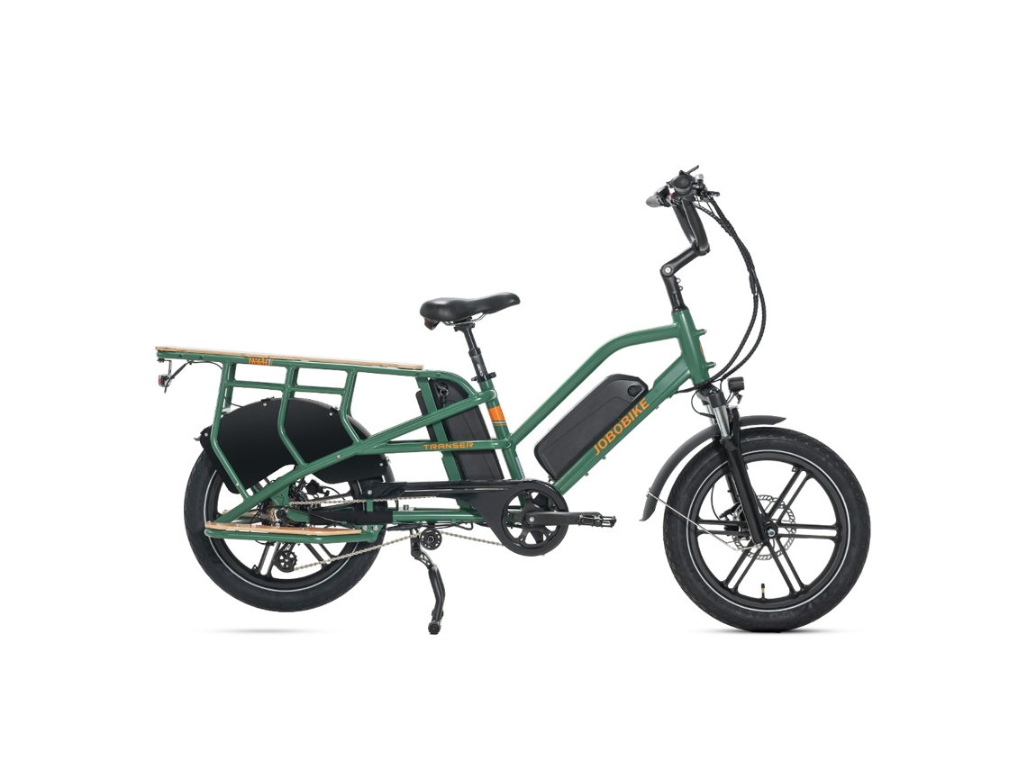 Bicicleta de carga eléctrica Transer de 48 V y 13 Ah con batería doble y cuadro de aleación resistente para uso familiar y reparto. Jobobike