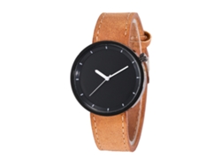 Reloj De Cuero Pu Con Correa De Acero Inoxidable Dial Redondo Para Parejas