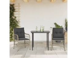 Pcs Conjunto Bistro Com Almofadões Vime Pe Cinzento Claro Dkd Home Decor