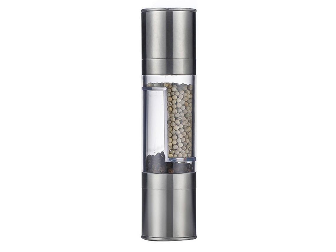 Molinillo De Sal Y Pimienta De Acero Inoxidable Con Cabezal Doble Manual Ajustable Para Uso En La Cocina.