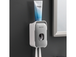 (gris) Juego De Almacenamiento Automático De Cepillo De Dientes Y Pasta De Dientes Con Montaje En Pared Con Ventosa Y Diseño A Prueba De Polvo.