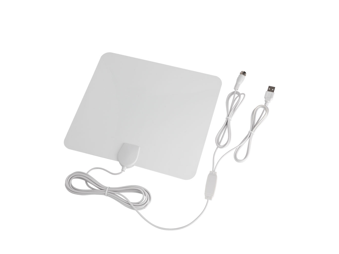 Antena Digital De Interior Ultradelgada Y Amplificada Para Hdtv - Alcance De 80 Km Con Cable Coaxial De 3 Metros