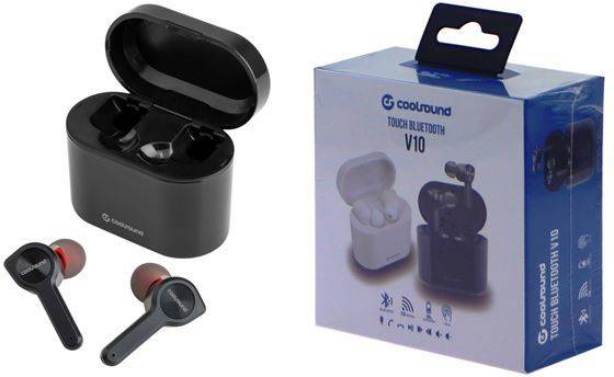 Auriculares Bluetooth True Wireless COOLSOUND TWS V10 (In Ear - Micrófono - Negro)