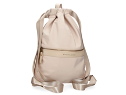 Bolsa de gimnasio Morgan de poliéster con detalles en piel sintética beige Pepe Jeans