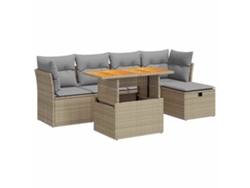 Conjunto 6 De Sofás Para Jardín VIDAXL Beige Poli Ratán(100 x 55 x 73 cm)