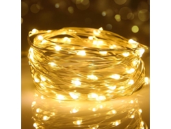 Guirnalda de luces LED, 3 m, 30 LED a pilas, resistente al agua para exteriores, jardín, interiores, bodas, fiestas y Navidad (blanco cálido).