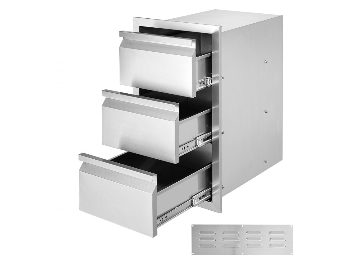 Cajón de acero inoxidable para cocina exterior con 3 niveles de almacenamiento Tekmaquinas