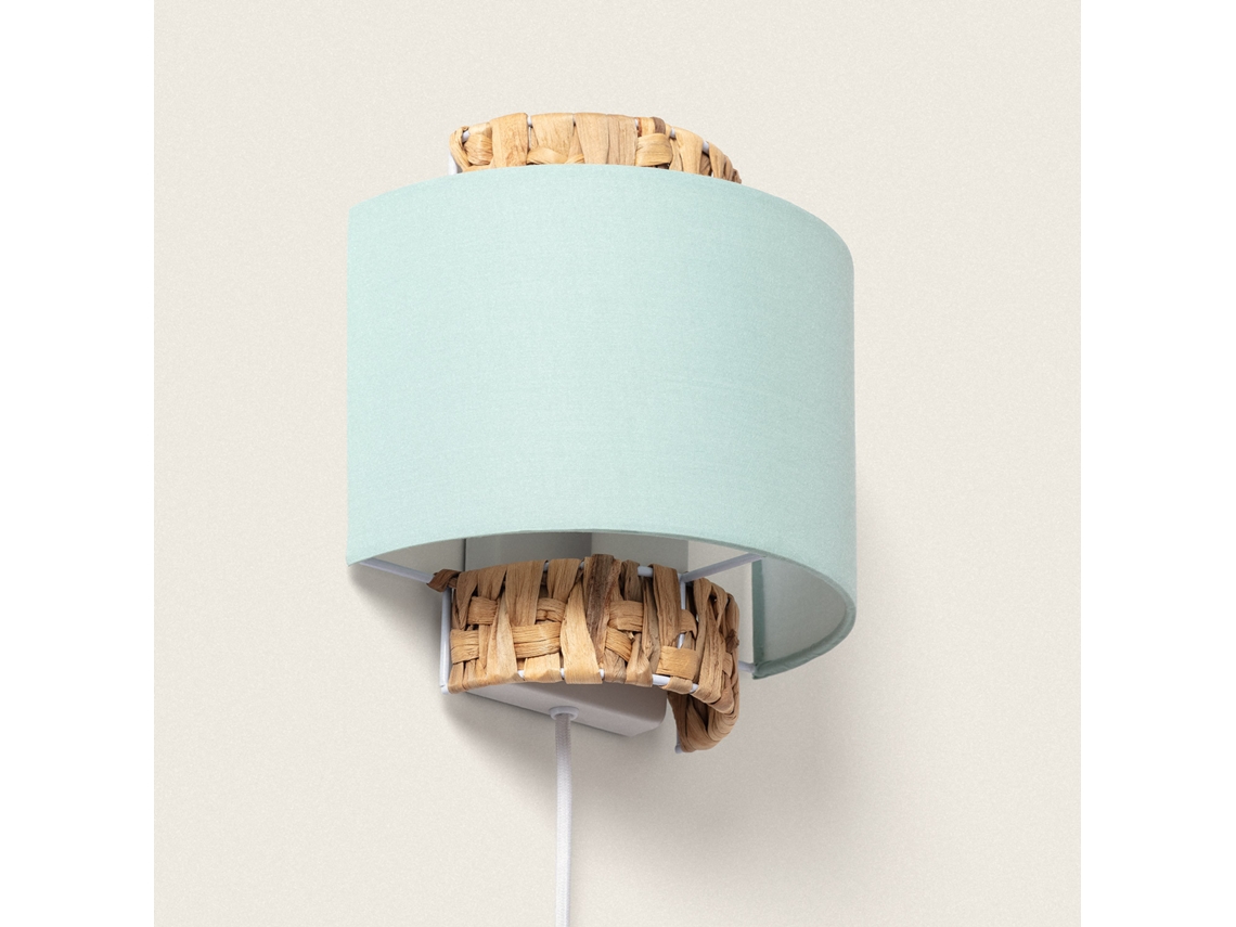 Aplique De Pared Fibras Naturales Y Tela Orleans Verde Celadon
