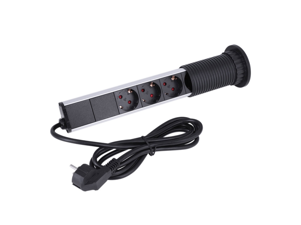 Toma De Corriente Retráctil Con Usb Para Escritorio, Segura Y Espaciosa.