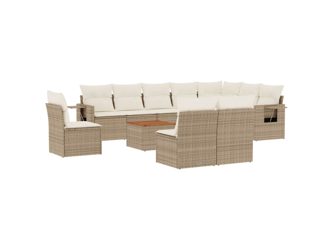 Conjunto 11 de sofás de jardín VIDAXL con cojines ratán sintético beige