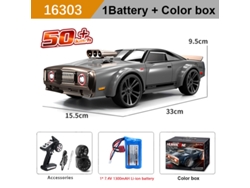 Coche RC 116, 50 km/h, tracción 4x4, 2,4 G, estilo muscle car americano, alta velocidad, con derrapes y carreras, modelo gris para divertirse. Aeuzwr