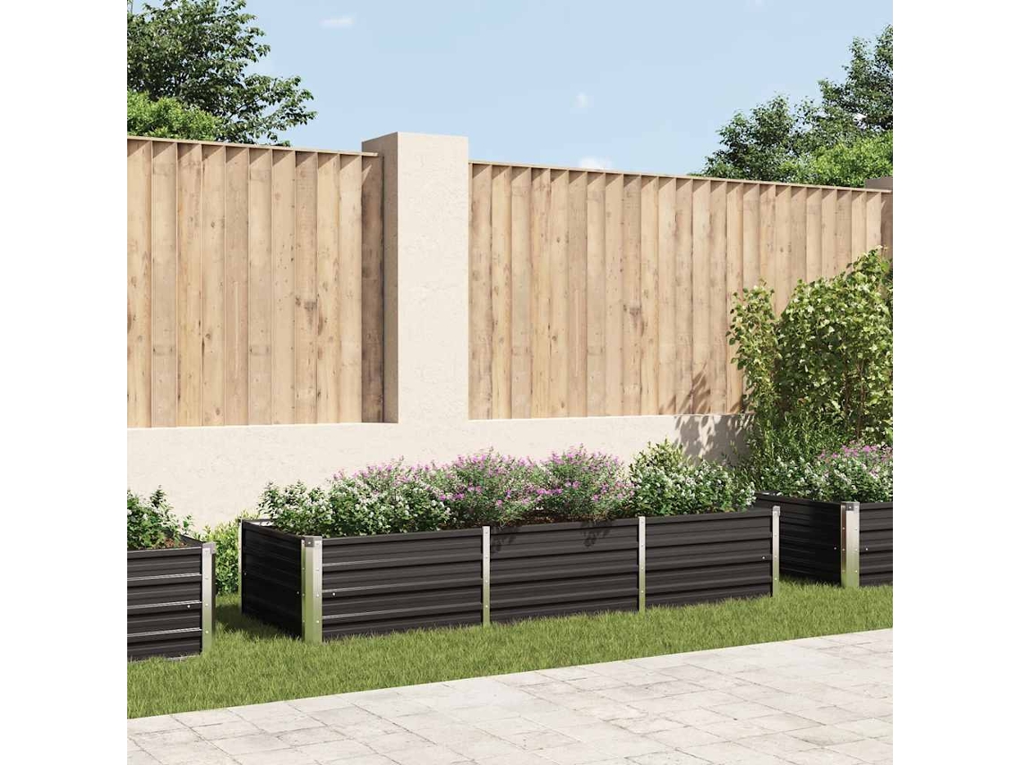 Sitio de construcción elevado | Jarrón de jardín | Jardinera de acero galvanizado 240x80x45cm Antracita Wsd949550 Lovely Home