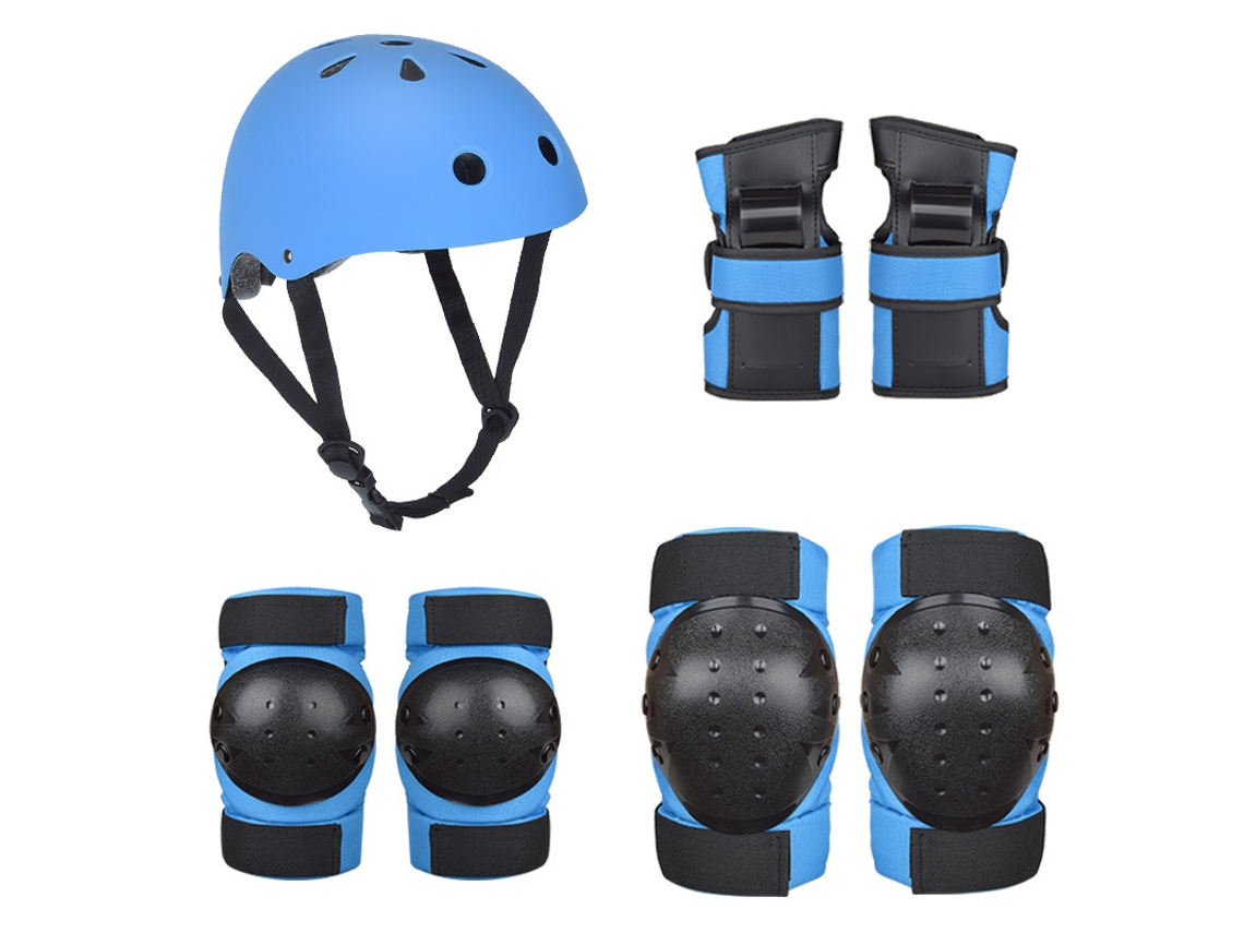 Monopatín Equilibrio Bicicleta Patinaje Casco Protección Set YUYSAN Azul Talla L (51-75kg)