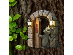 Figura de dragón de resina para jardín, adorno exterior, decoración en miniatura para el hogar.