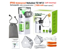 Nebulizador portátil ecológico IPX6 resistente al agua, batería de 1800 mAh y bolsa de almacenamiento familiar.