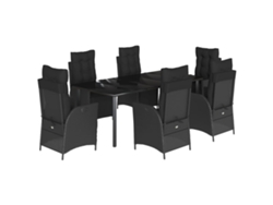 Maison Exclusive - Set De Comedor De Jardín 7 Pzas Y Cojines Ratán Sintético Negro