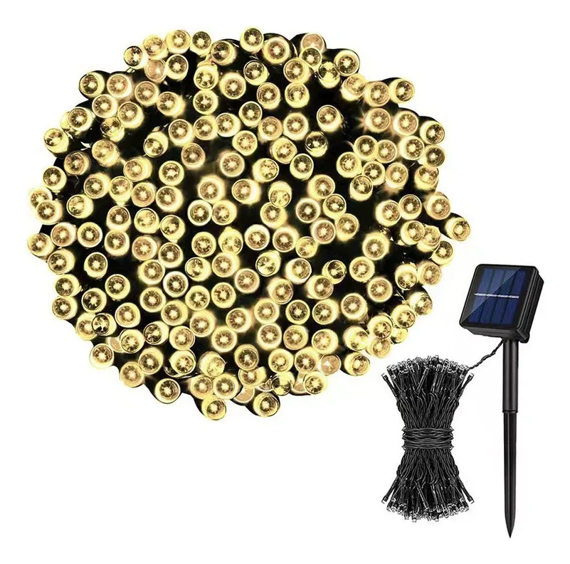 Nuevas luces navideñas solares impermeables con 300 LED y 8 modosvayotoy