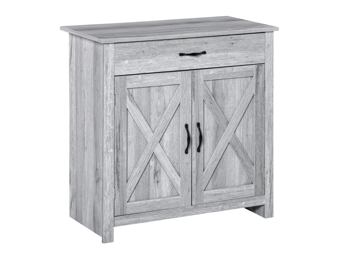 Armario multifuncional de estilo rústico con 4 estantes, madera, 120x37x75cm, gris, ZENCORE SERVICES