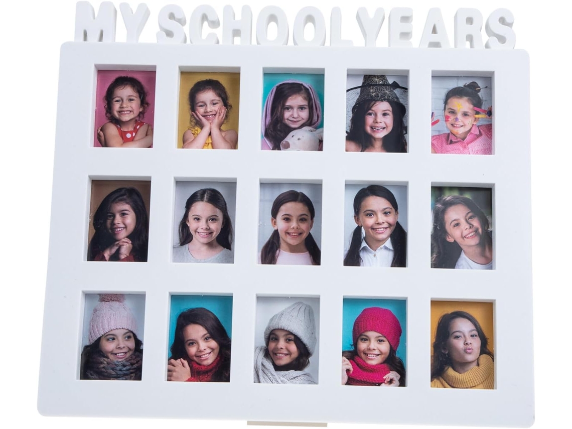 Marco de fotos sencillo y moderno de plástico blanco con diseño de casa, ideal para recuerdos de fiestas escolares y para colgar - Perfecto para niños - GOKOCO