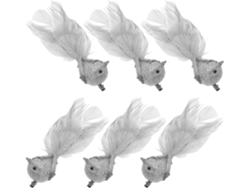 6 Piezas De Pájaros Artificiales De Espuma Con Plumaje Plateado Y Clip Ligero Para Decoración.