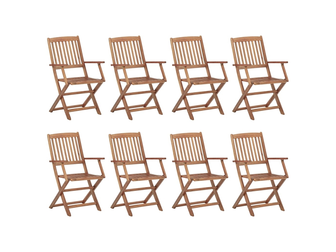 Sillas plegables para exterior, 8 piezas, madera maciza de acacia, DKD HOME DECOR