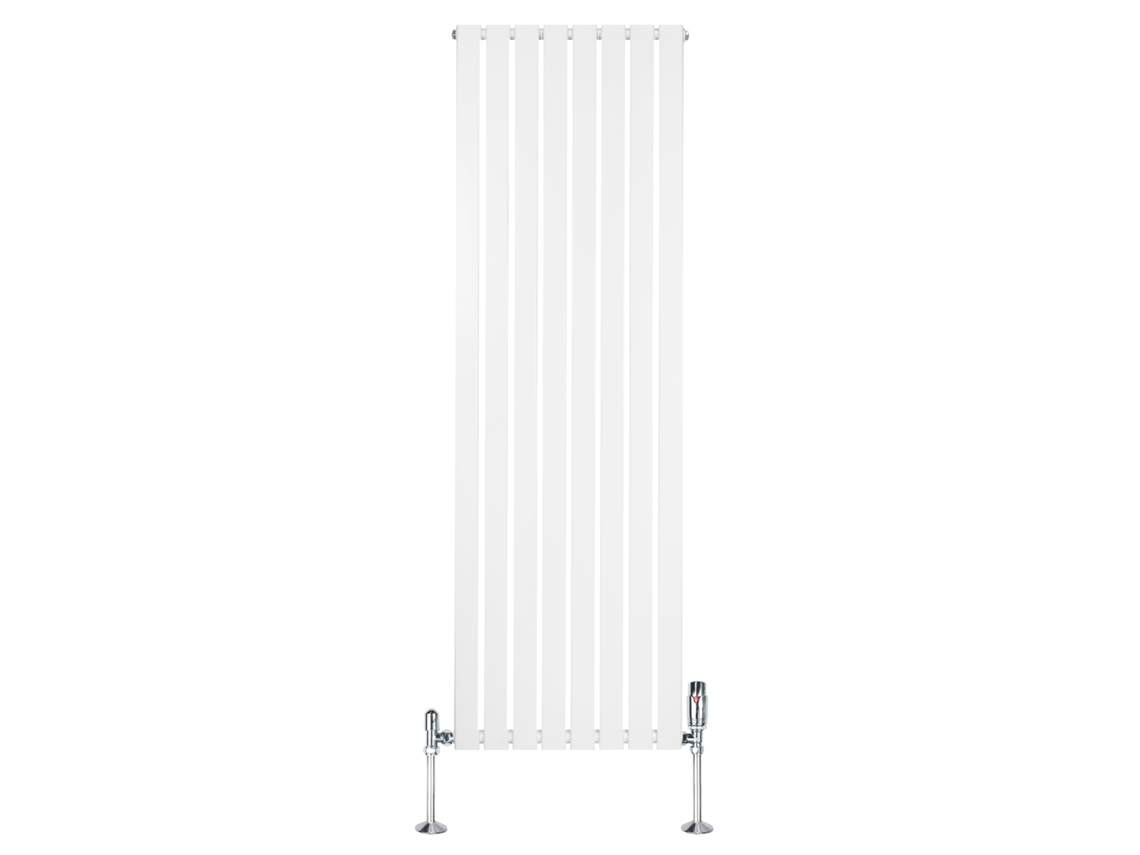 Radiador plano, columna simple, 1800x560 mm - Blanco, acero al carbono de 1,5 mm, 1412 W, alta eficiencia, válvulas termostáticas