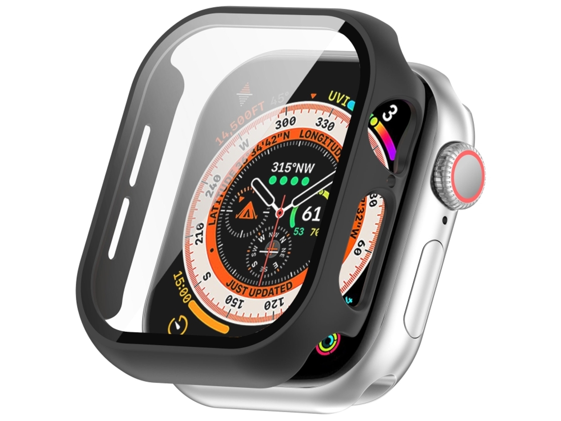 Película De Vidro Temperado Para Apple Watch Series 11 De 46 Mm Com Capa Integrada Em Policarbonato Preta