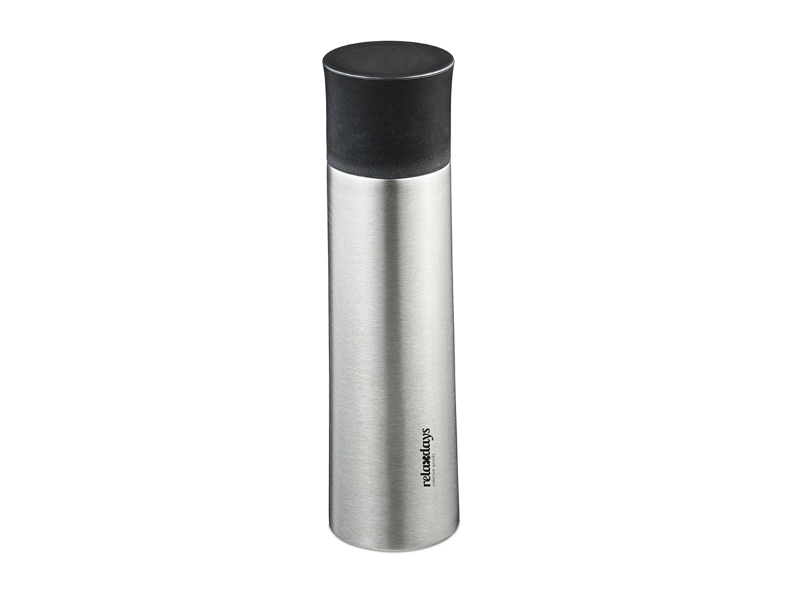 Garrafa Inox Relaxdays, 500 Ml, À Prova De Fugas, Bebidas Quentes E Frias, Garrafa Isolada A Vácuo Com Copo, Prateada