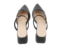 Sandalias De Tacón Con Punta Afilada Y Pedrería, Modernas, Elegantes, Negras, Talla 38.