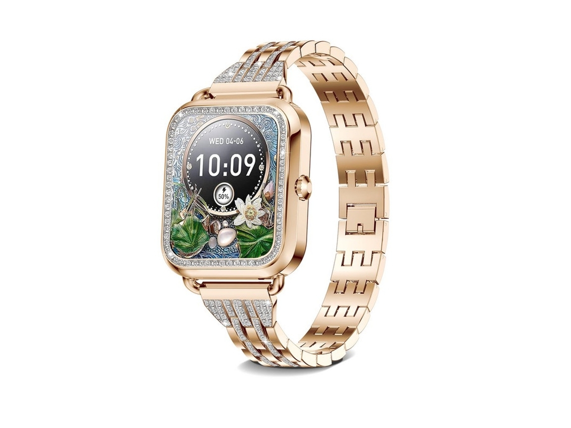 Smartwatch 1.57 Pulgadas Podómetro Reloj Mujer HD Pantalla Táctil Completa Android/Ios Oro YEMAESRE