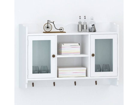 Armariovitrina Mdf De pared librosdvdcristalería blanco vidaxl 5 gavetas 800013