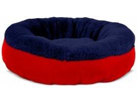 Cama Redonda para Perros y Gatos GAUTY Tela Impermeable y pelo (Azul y Rojo - 57 cm)