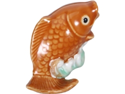 Estatua De Carpa Koi De Cerámica Dorada Para Jardín Y