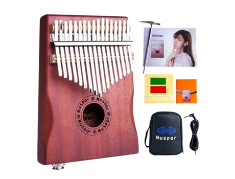 Cable 17 teclas EQ Kalimba caoba profesional eléctrico dedo pulgar Piano con bolsa y Cable de Audio color madera