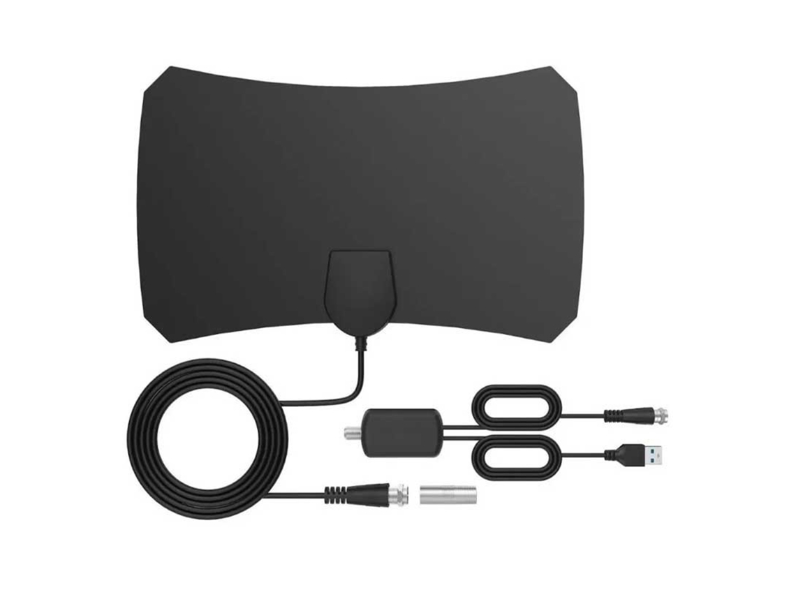 Antena De Tv Digital Hd 1080p Amplificada Con Alcance De 129 Km Y Cable Coaxial De 3 M Para Uso En Interiores.