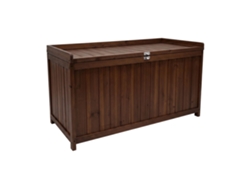 Cubo - Baúl Contenedor Para Exterior 113x60x53 Cm De Madera De Abeto Con Cierre Para Candado Teca