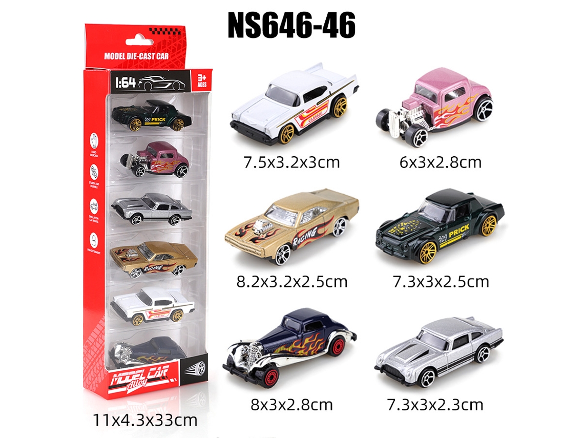 Coches deslizantes en miniatura a escala 1/64, juguetes infantiles MDUG (6 coches)