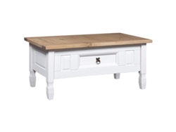 Mesa de Centro de Apoyo Corona Pino Mexicano 100X60X45 Cm Blanco