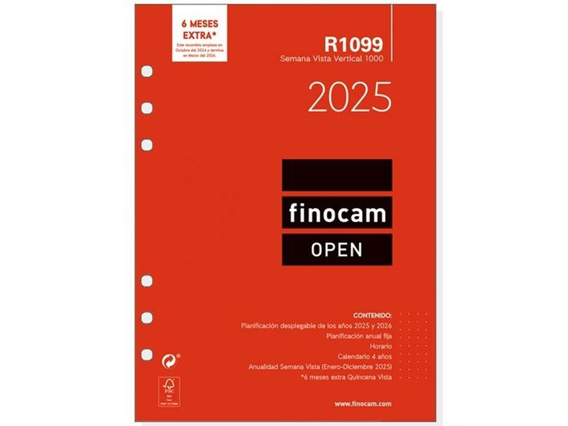 Recambio para Agenda FINOCAM OPEN R1099 2025 15,5 x 21,5 cm