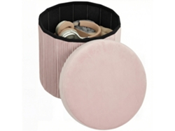 Baúl Redondo, 35 L, Terciopelo, 38 X 38 X 38 Cm, Rosa