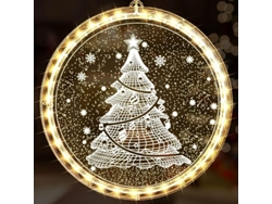 Luces Navideñas Decorativas Colgantes 3d Para Ventanas Con Funcionamiento A Pilas (árbol De Navidad)