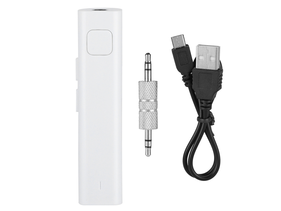 Receptor Aux Bluetooth Play De 4 Horas Reproductor De Música Tf Emparejamiento De 2 Teléfonos Adaptador Para Coche Blanco