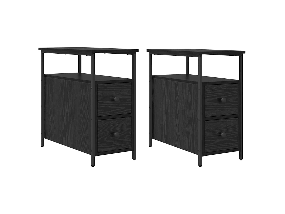 Maison Exclusive - Armario De Noche Con Cajón 2 Pcs Roble Negro 30 X 60 X 60 Cm