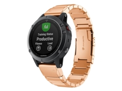 Bracelete Para Garmin Quickfit (20mm) - Aço Inoxidável - Fivela Turtle Back Ouro Rosa