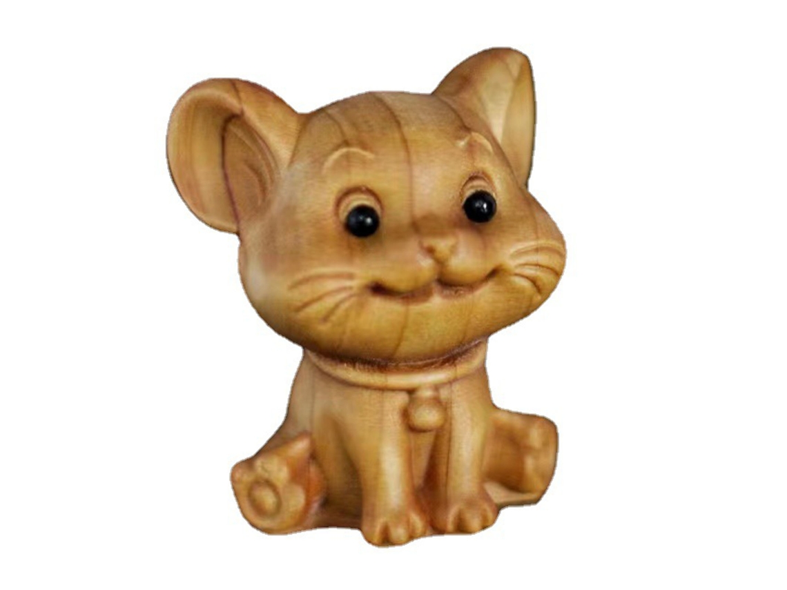 Adornos de ratón de madera con grabado fino para decoración del hogar