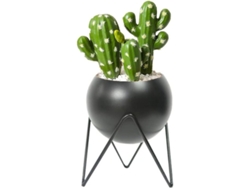 Jarrón Redondo Moderno De Metal Con Soporte - Decoración Para Interiores Y Exteriores - Negro