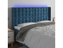 Cabecero Con Led De Terciopelo Azul Oscuro 183x16x118/128 Cm