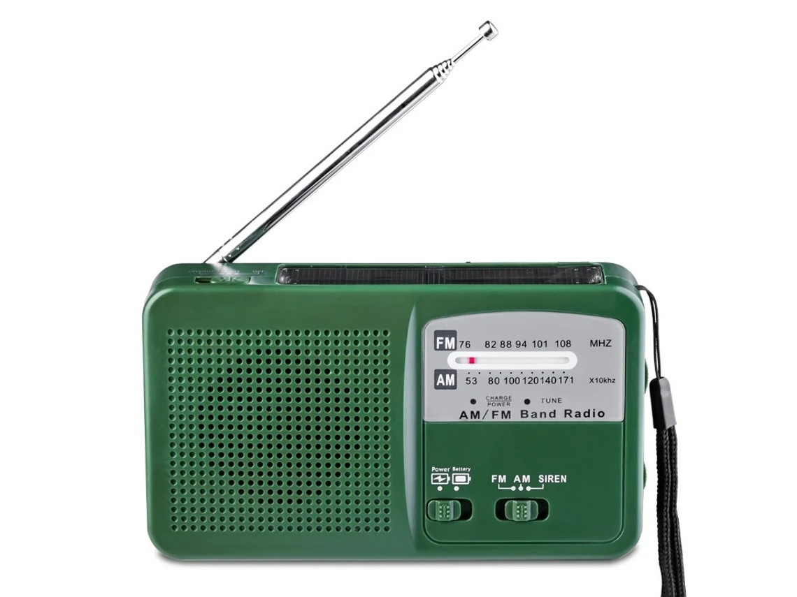 Radio BESTVITE con manivela solar y linterna multifuncional (verde)