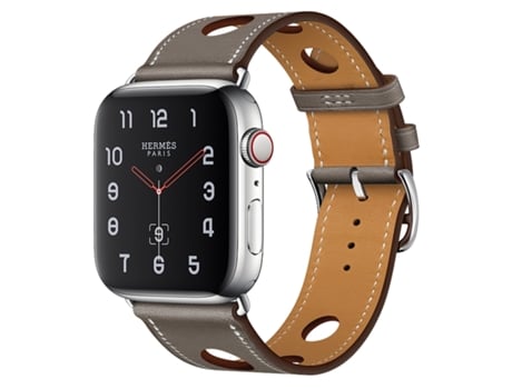 Correa de reloj inteligente para Apple Watch Series 7 de 45 mm / 6 y SE y 5 y 4 de 44 mm / 3 y 2 y 1 de 42 mm Correa de cuero de tres orificios (gris)