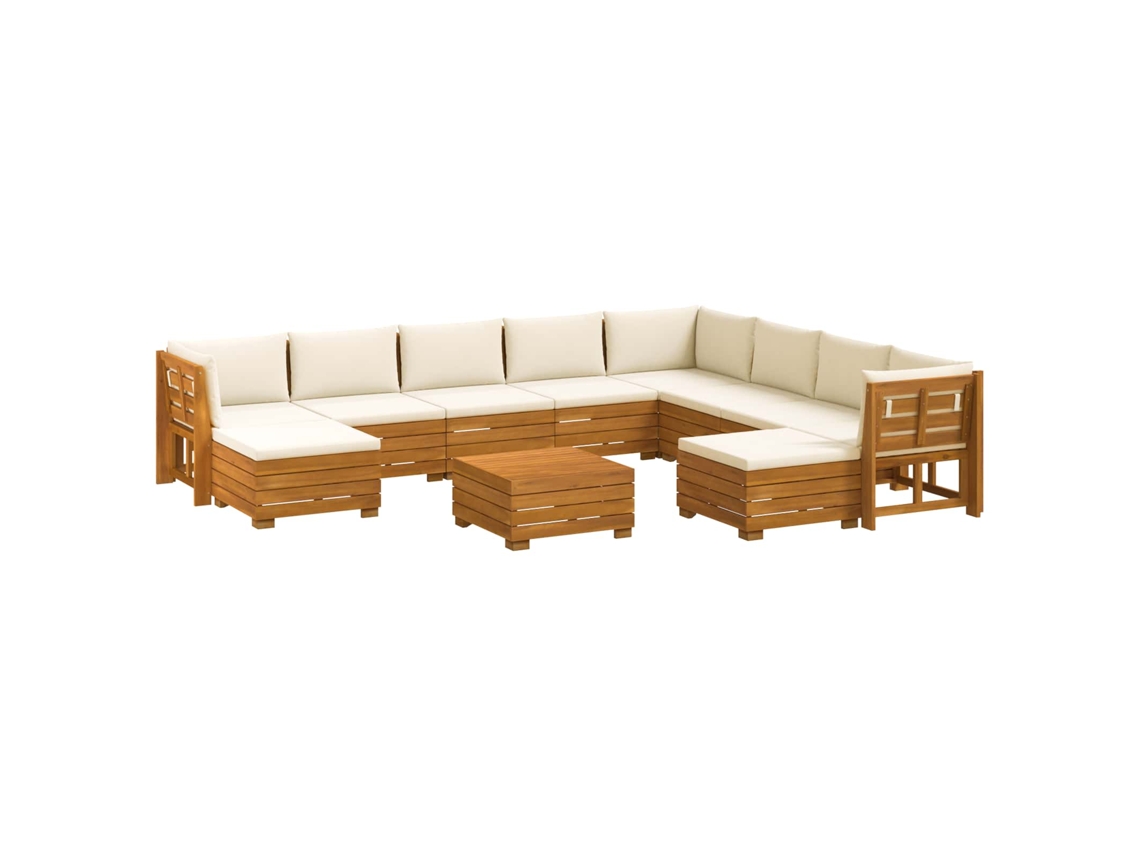 Maison Exclusive - Conjunto de sofás de exterior con cojines, 11 piezas, marrón